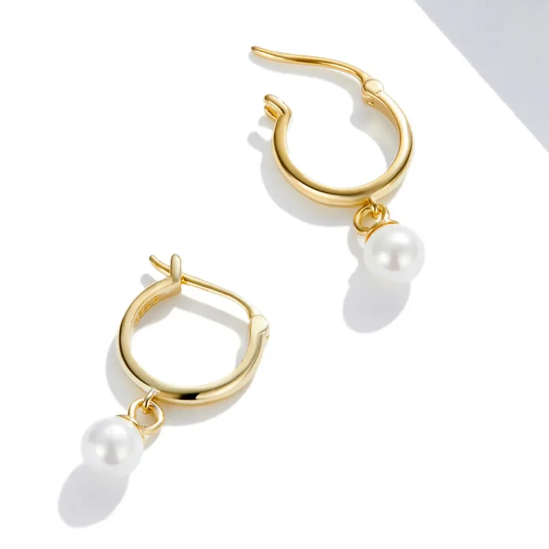 (image for) Pandora Style Shell Beads Hoop Earrings - SCE1257 - View 4
