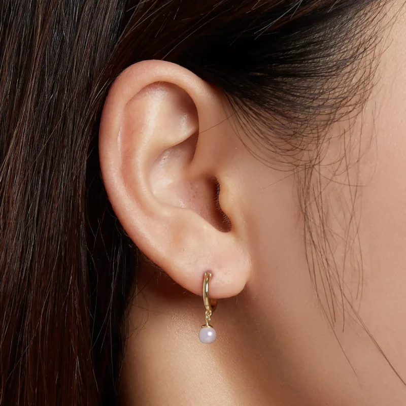 (image for) Pandora Style Shell Beads Hoop Earrings - SCE1257 - View 5