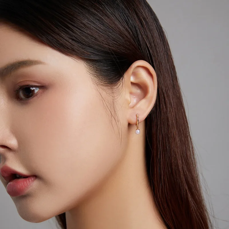 (image for) Pandora Style Shell Beads Hoop Earrings - SCE1257 - View 6