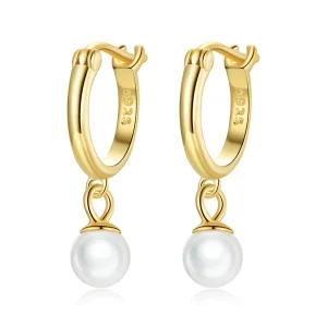 (image for) Pandora Style Shell Beads Hoop Earrings - SCE1257