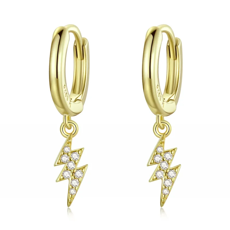 (image for) Pandora Style Shine Lightning Hoop Earrings - SCE1262