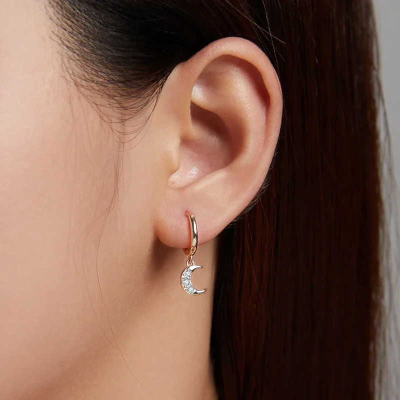 (image for) Pandora Style Shine The Moon Hoop Earrings - SCE1258 - View 5