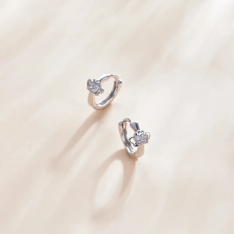 (image for) Pandora Style Shining Crown Hoop Earrings - SCE1044 - View 2