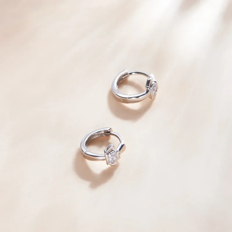 (image for) Pandora Style Shining Crown Hoop Earrings - SCE1044 - View 4