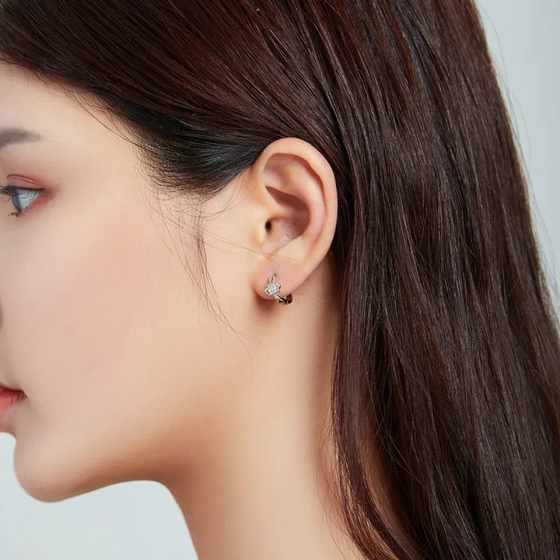 (image for) Pandora Style Shining Crown Hoop Earrings - SCE1044 - View 8