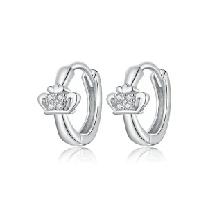 (image for) Pandora Style Shining Crown Hoop Earrings - SCE1044