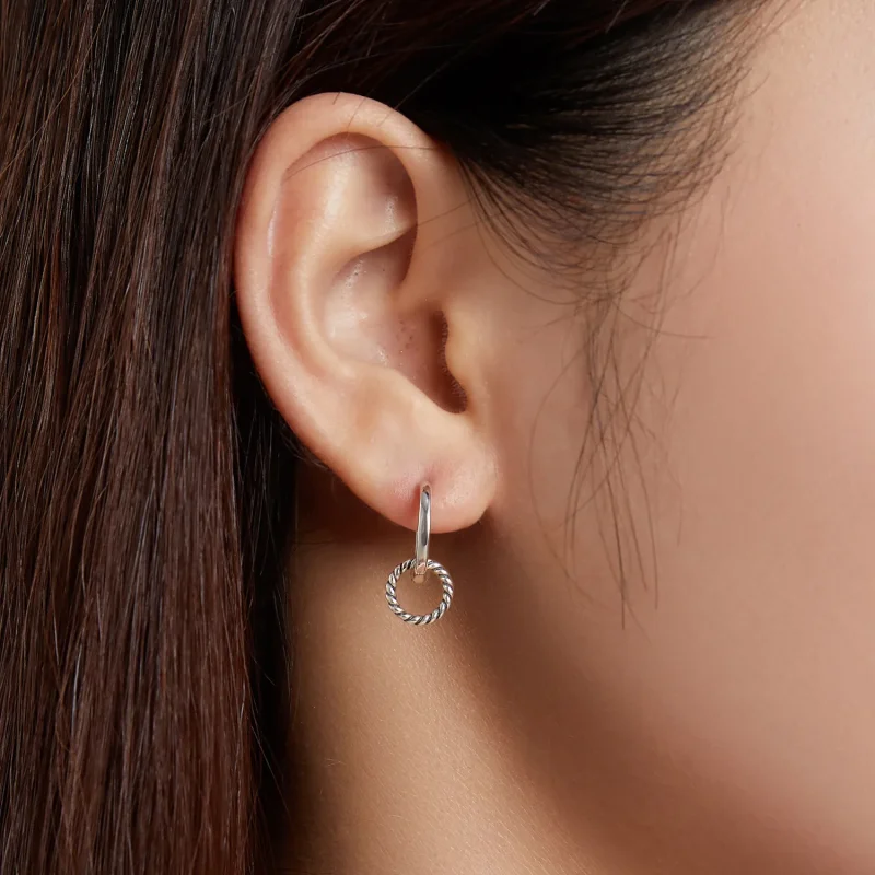 (image for) Pandora Style Shuanghuan Hoop Earrings - SCE1199 - View 5