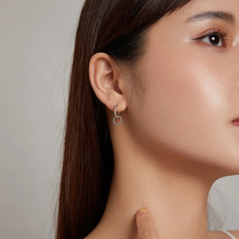 (image for) Pandora Style Shuanghuan Hoop Earrings - SCE1199 - View 8
