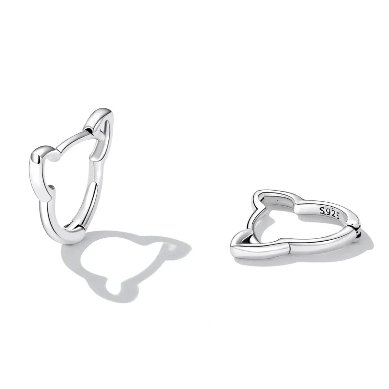 (image for) Pandora Style Simple Cat Hoop Earrings - SCE1440 - View 2