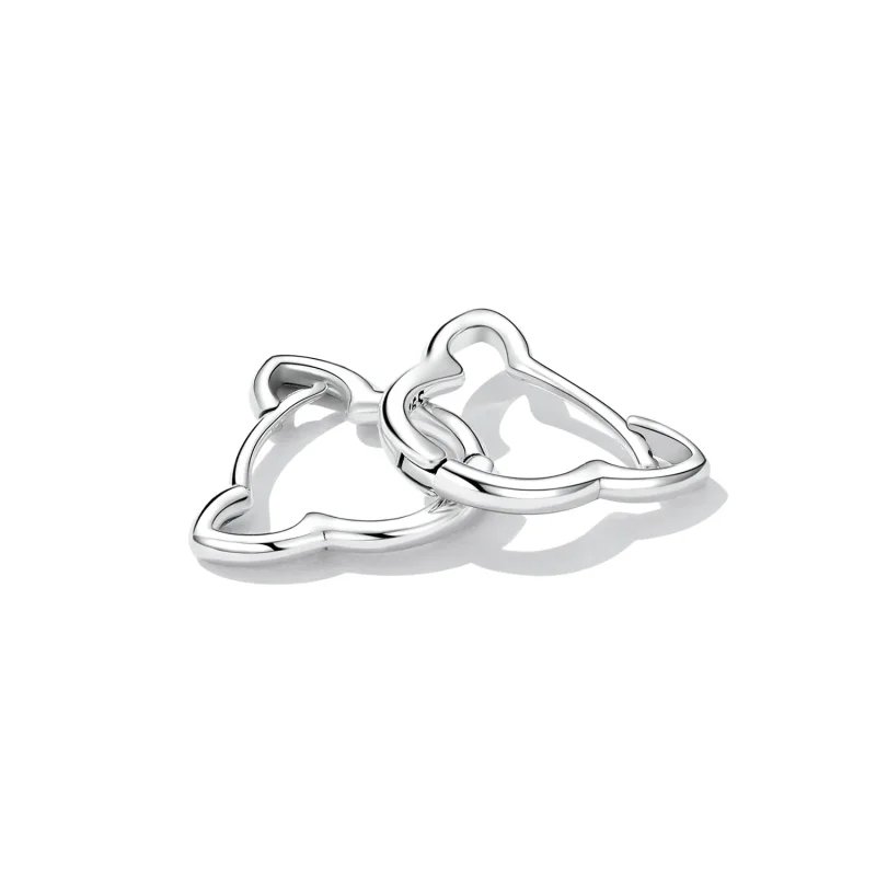 (image for) Pandora Style Simple Cat Hoop Earrings - SCE1440 - View 3