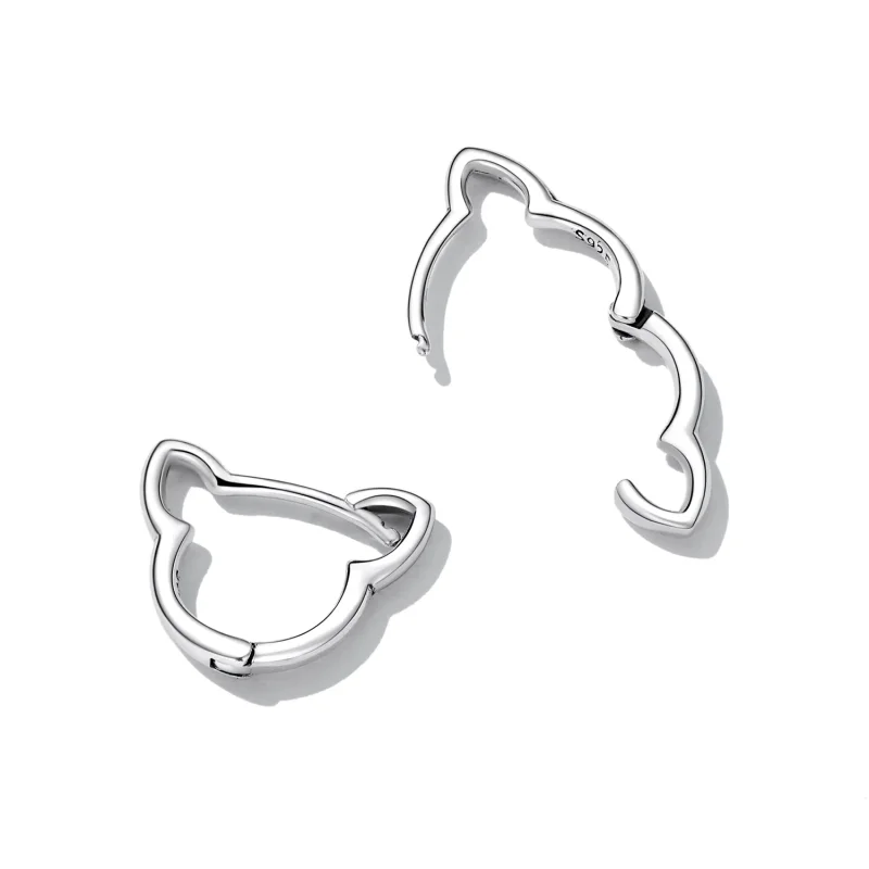 (image for) Pandora Style Simple Cat Hoop Earrings - SCE1440 - View 4