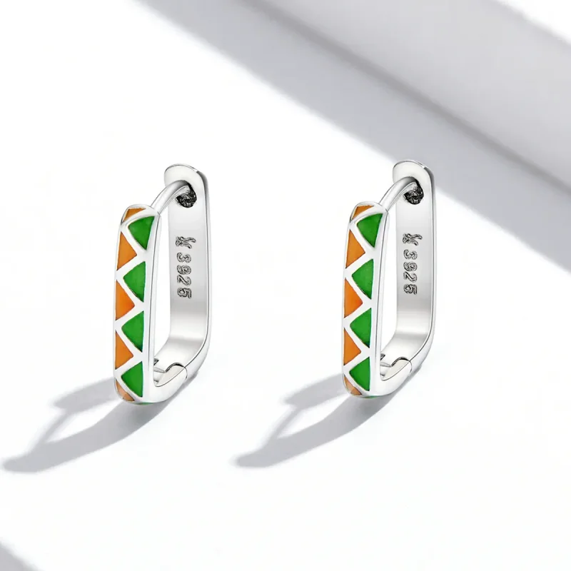 (image for) Pandora Style Simple Color Contrast Hoop Earrings - SCE1371-GN - View 2