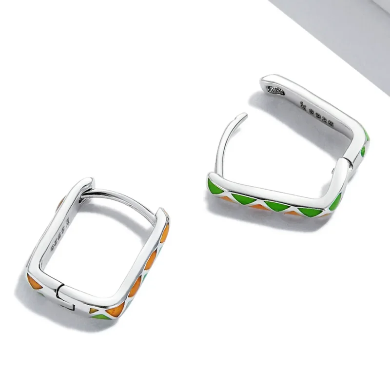 (image for) Pandora Style Simple Color Contrast Hoop Earrings - SCE1371-GN - View 4