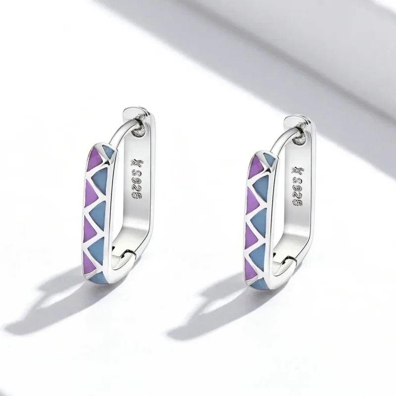 (image for) Pandora Style Simple Color Contrast Hoop Earrings - SCE1371-VT - View 2