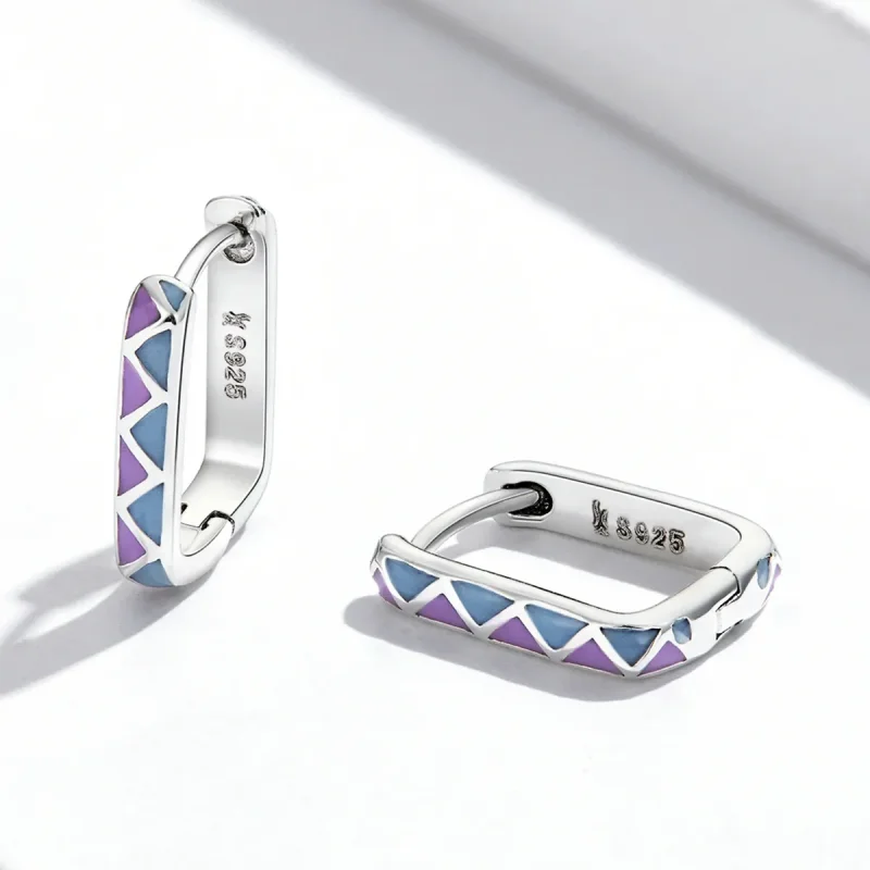 (image for) Pandora Style Simple Color Contrast Hoop Earrings - SCE1371-VT - View 3