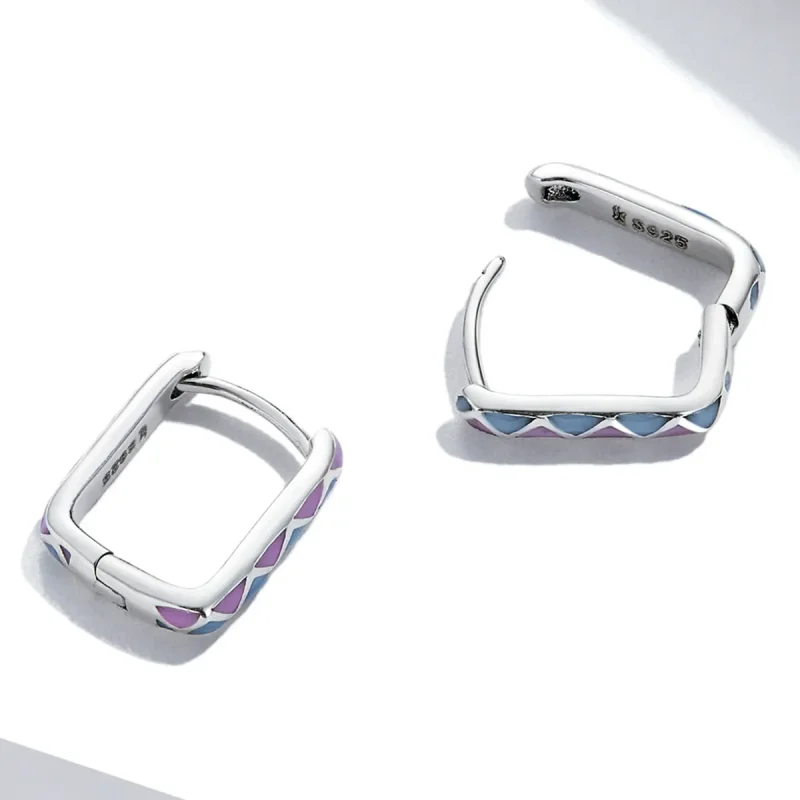 (image for) Pandora Style Simple Color Contrast Hoop Earrings - SCE1371-VT - View 4