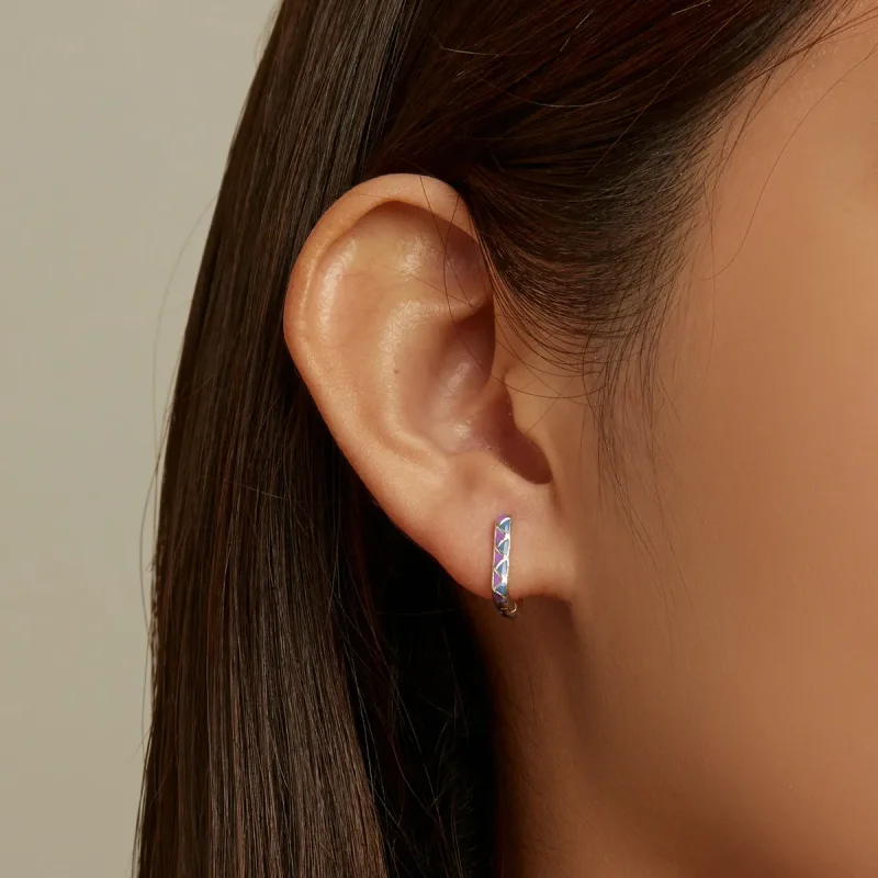 (image for) Pandora Style Simple Color Contrast Hoop Earrings - SCE1371-VT - View 5