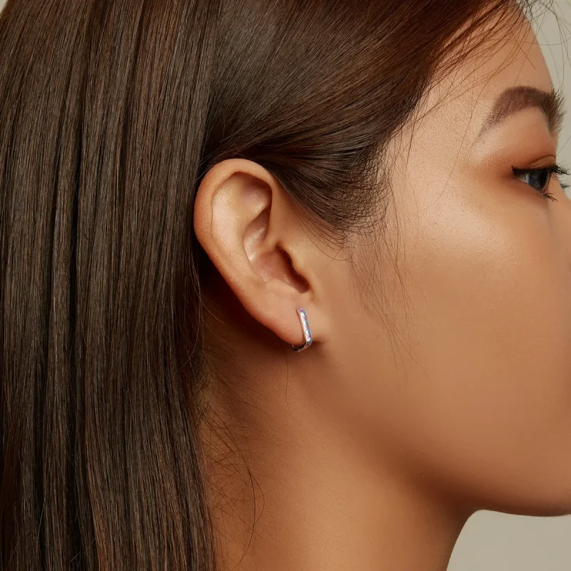(image for) Pandora Style Simple Color Contrast Hoop Earrings - SCE1371-VT - View 7
