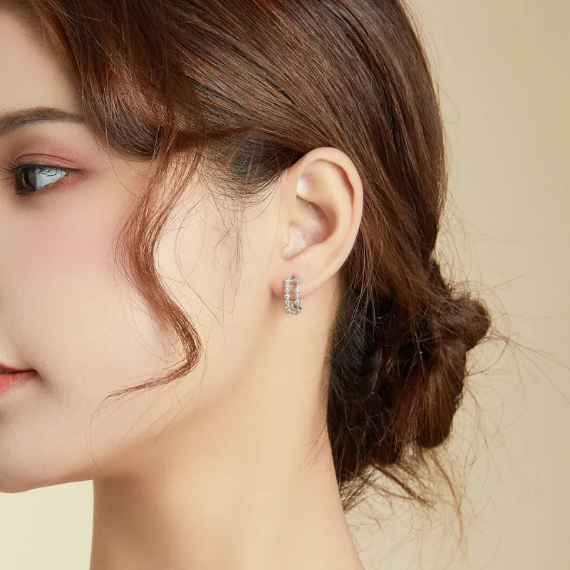 (image for) Pandora Style Simple Double Layer Hoop Earrings - BSE458 - View 6