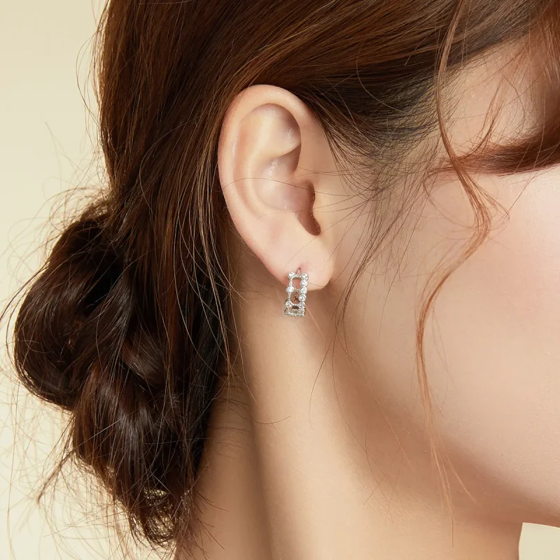 (image for) Pandora Style Simple Double Layer Hoop Earrings - BSE458 - View 7