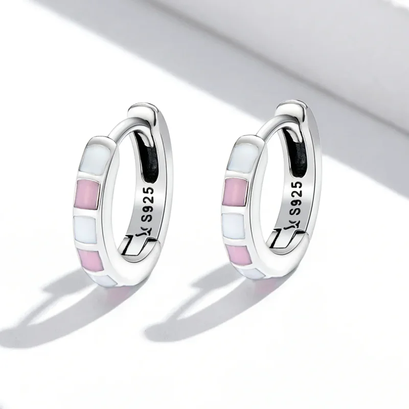 (image for) Pandora Style Simple Grid Hoop Earrings - SCE1372 - View 2