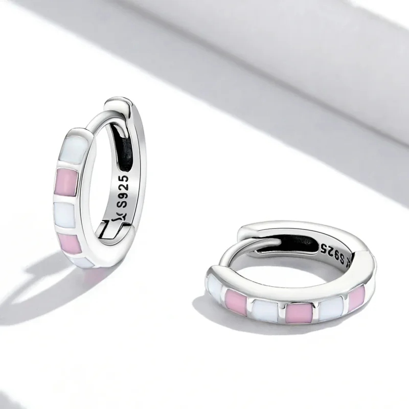(image for) Pandora Style Simple Grid Hoop Earrings - SCE1372 - View 3