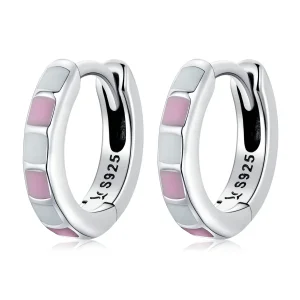 (image for) Pandora Style Simple Grid Hoop Earrings - SCE1372