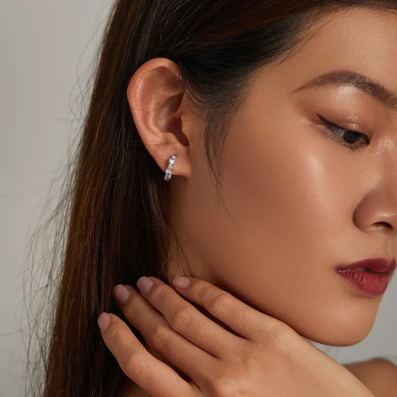 (image for) Pandora Style Simple Hoop Earrings - BSE532 - View 8
