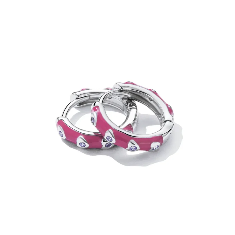 (image for) Pandora Style Simple Love Hoop Earrings - BSE595 - View 4