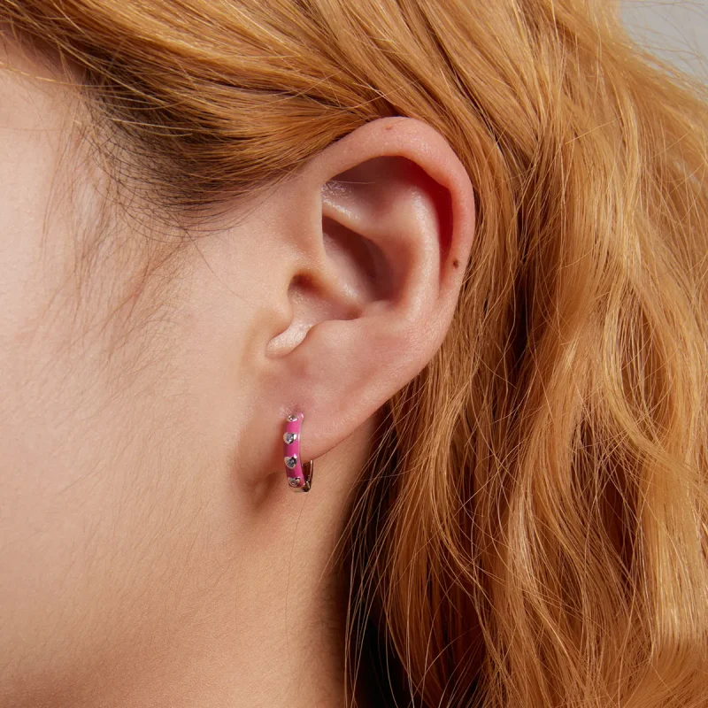 (image for) Pandora Style Simple Love Hoop Earrings - BSE595 - View 5