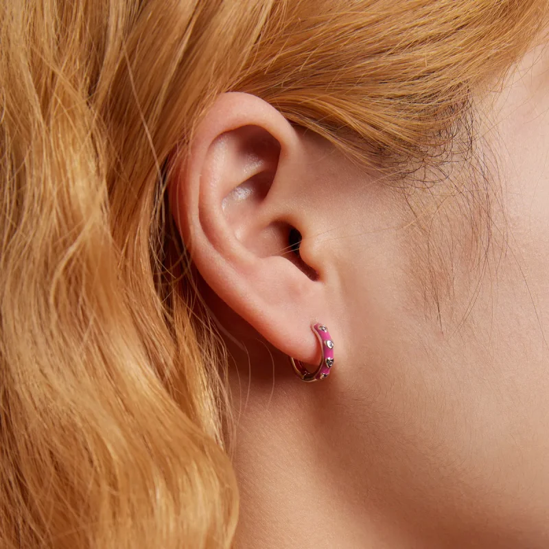 (image for) Pandora Style Simple Love Hoop Earrings - BSE595 - View 7