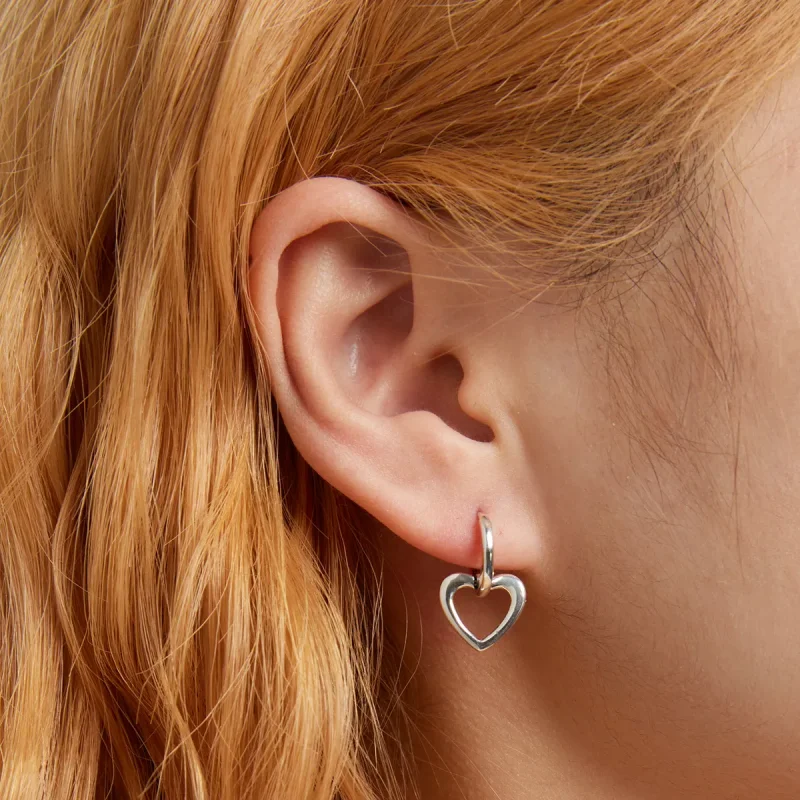 (image for) Pandora Style Simple Love Hoop Earrings - SCE1394 - View 6