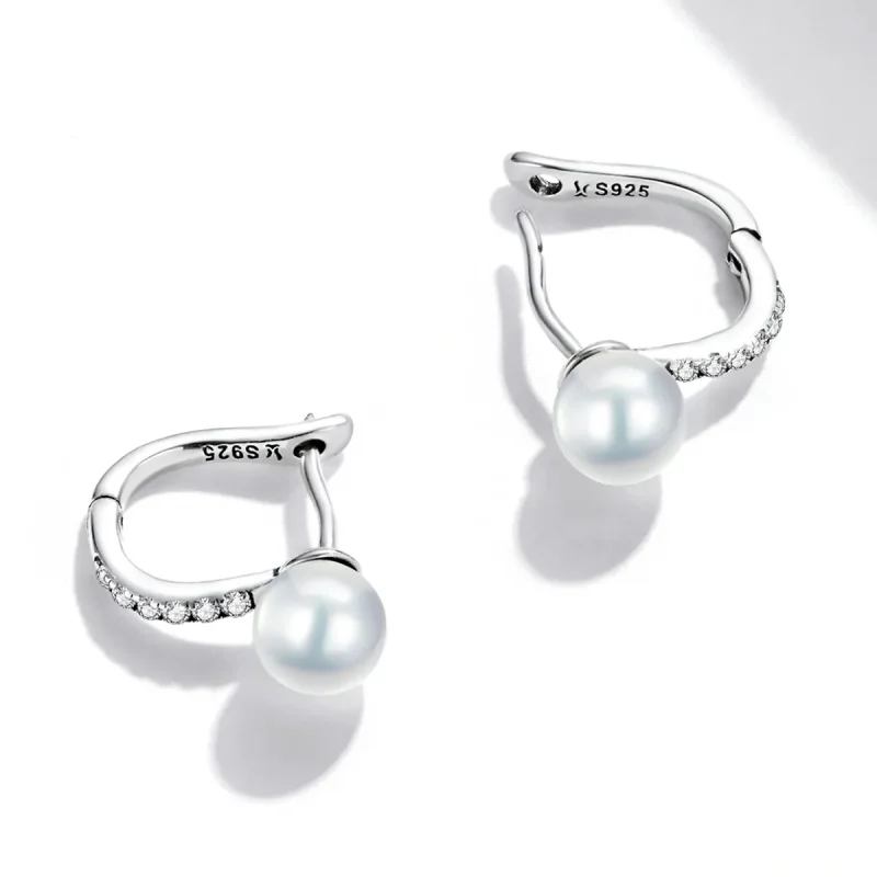 (image for) Pandora Style Simple Shell Beads Hoop Earrings - SCE1288 - View 4