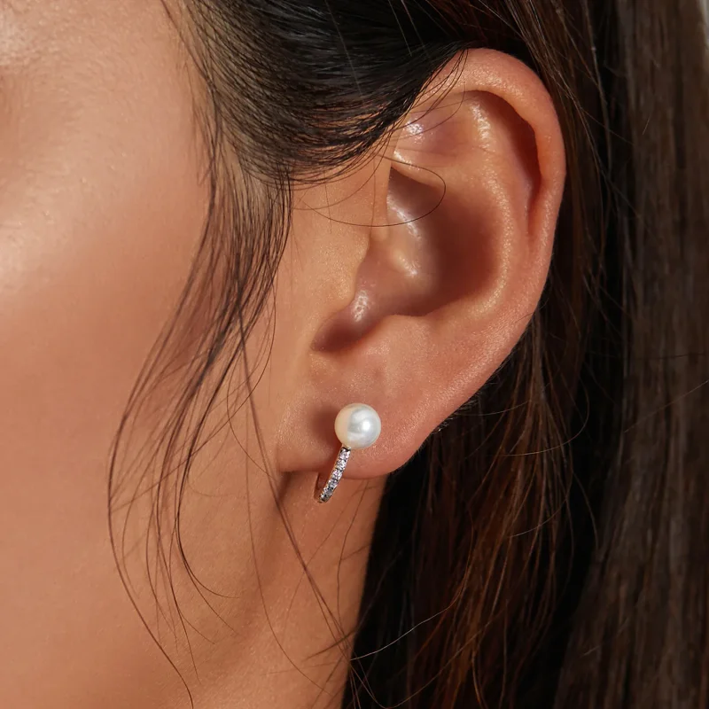 (image for) Pandora Style Simple Shell Beads Hoop Earrings - SCE1288 - View 6