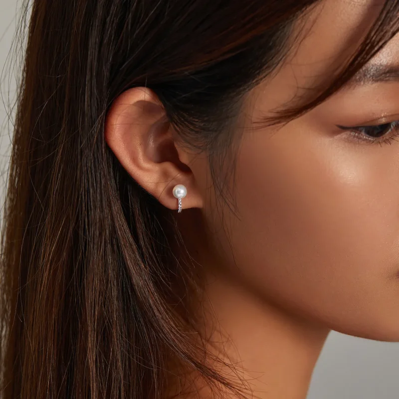 (image for) Pandora Style Simple Shell Beads Hoop Earrings - SCE1288 - View 7