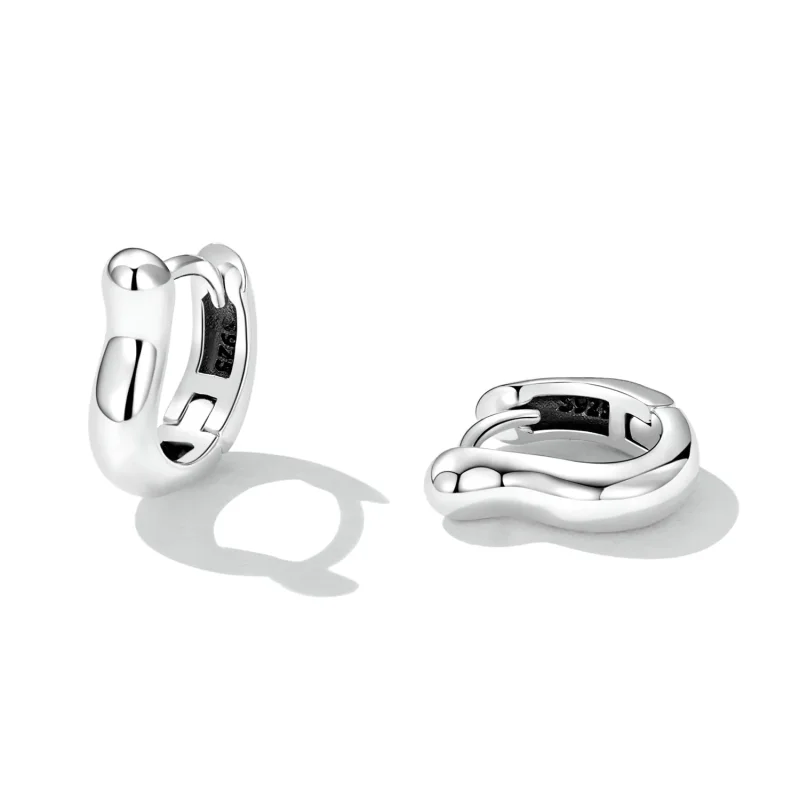 (image for) Pandora Style Simple Silver Hoop Earrings - SCE1439 - View 2