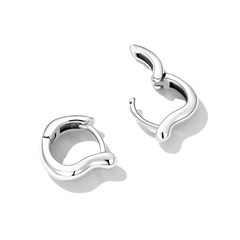 (image for) Pandora Style Simple Silver Hoop Earrings - SCE1439 - View 4