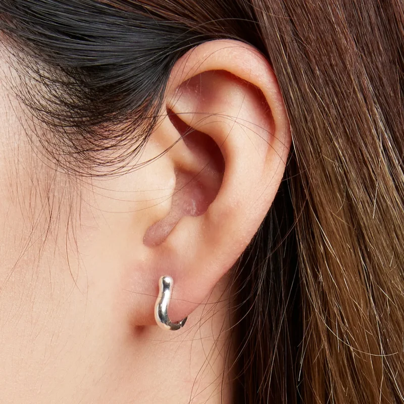(image for) Pandora Style Simple Silver Hoop Earrings - SCE1439 - View 5