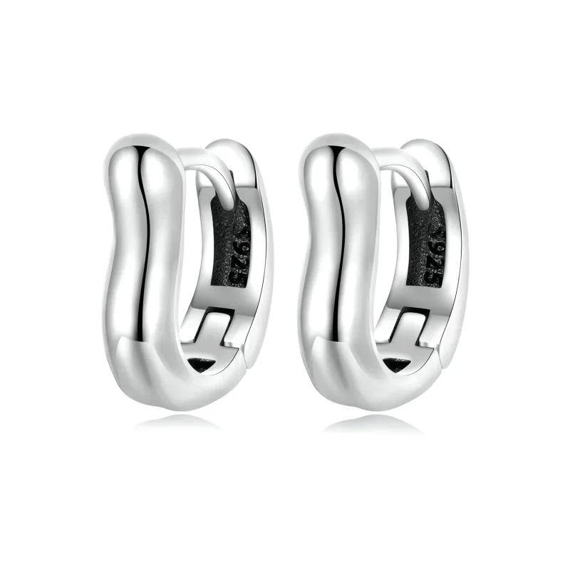 (image for) Pandora Style Simple Silver Hoop Earrings - SCE1439