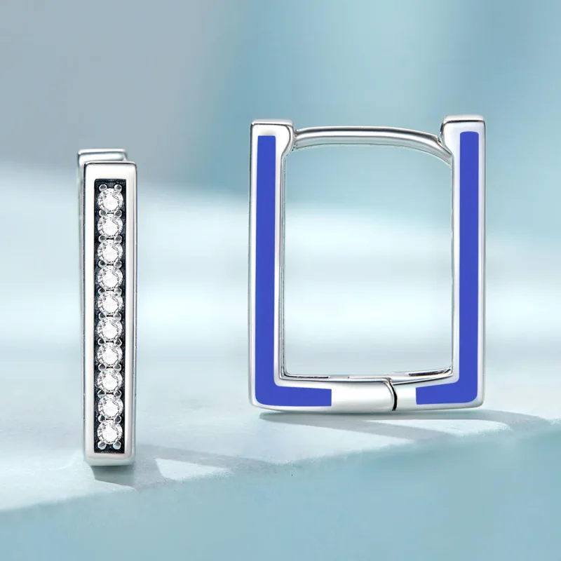 (image for) Pandora Style Simple Square Hoop Earrings - SCE1504 - View 2
