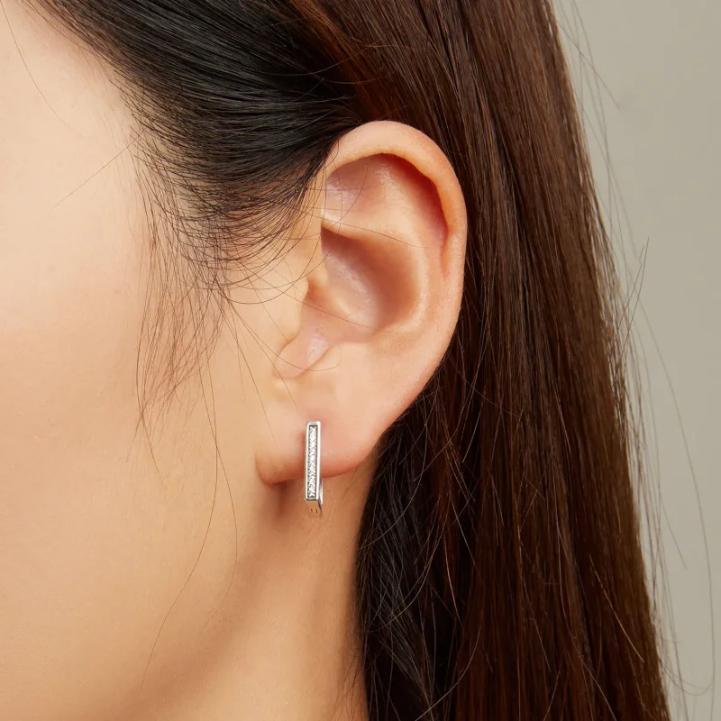 (image for) Pandora Style Simple Square Hoop Earrings - SCE1504 - View 6