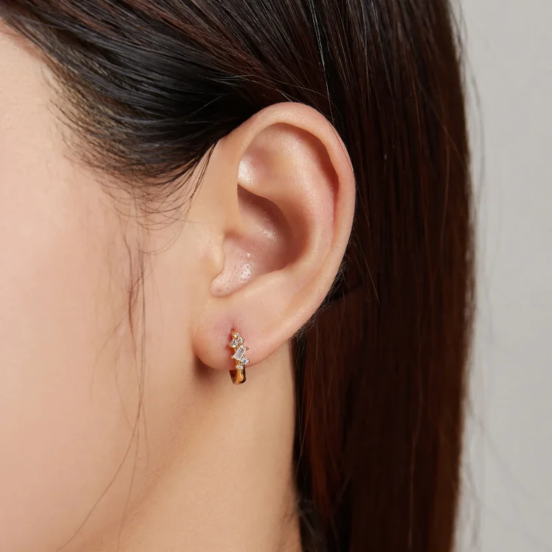 (image for) Pandora Style Simple - Starry Hoop Earrings - SCE1189 - View 4