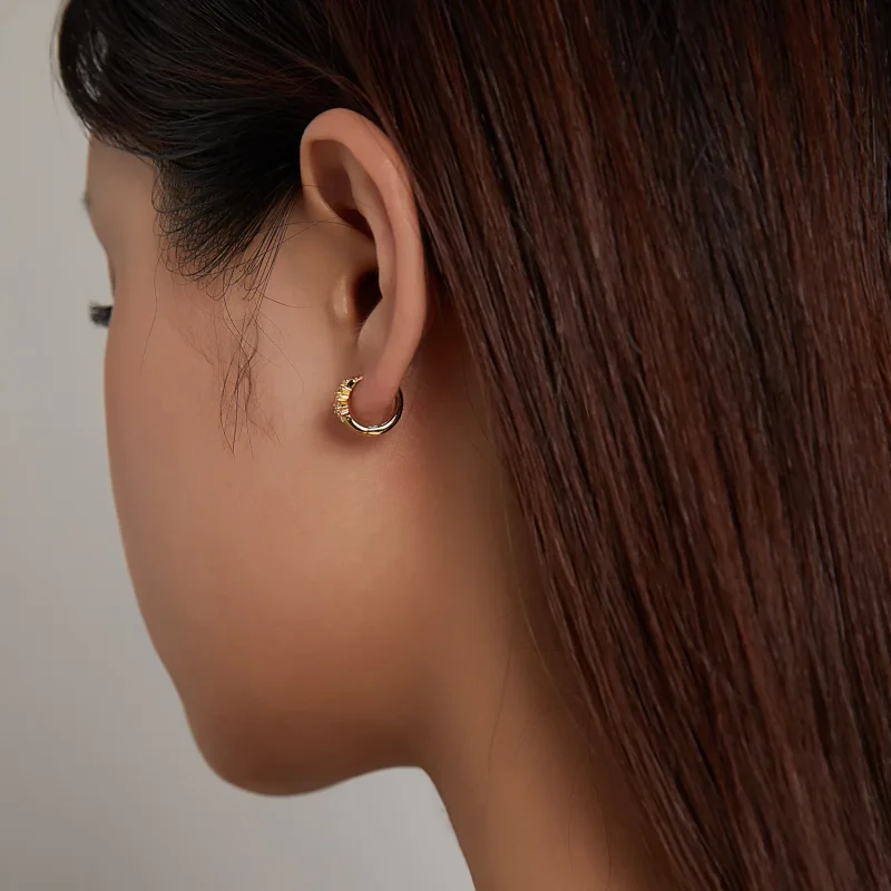 (image for) Pandora Style Simple - Starry Hoop Earrings - SCE1189 - View 6