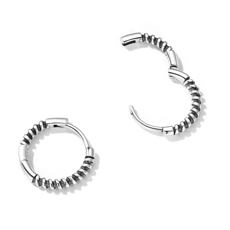 (image for) Pandora Style Simple Thread Hoop Earrings - SCE1423 - View 3