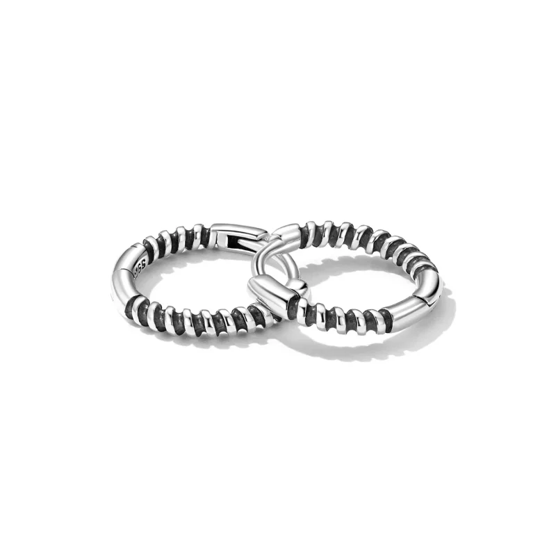 (image for) Pandora Style Simple Thread Hoop Earrings - SCE1423 - View 4