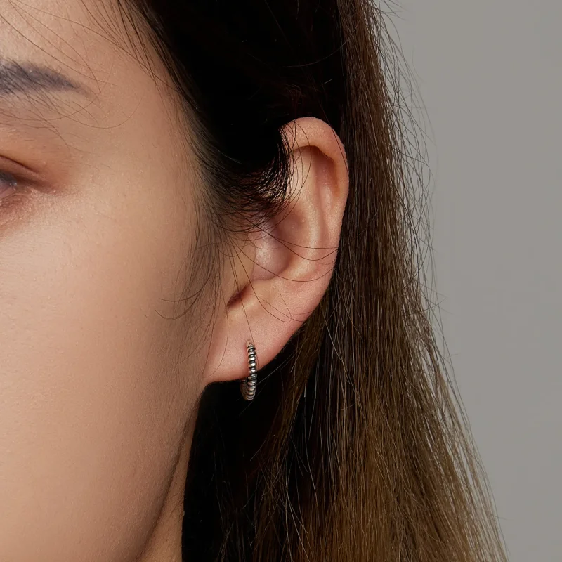 (image for) Pandora Style Simple Thread Hoop Earrings - SCE1423 - View 5