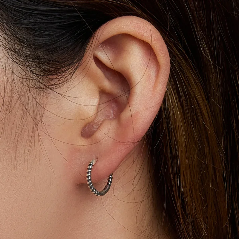 (image for) Pandora Style Simple Thread Hoop Earrings - SCE1423 - View 7
