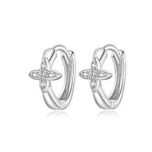 (image for) Pandora Style Sparkle Flower Hoop Earrings - SCE1043