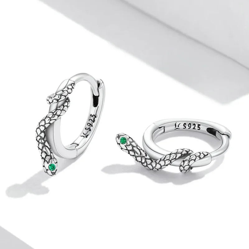 (image for) Pandora Style Spirit Snake Hoop Earrings - SCE1357 - View 3