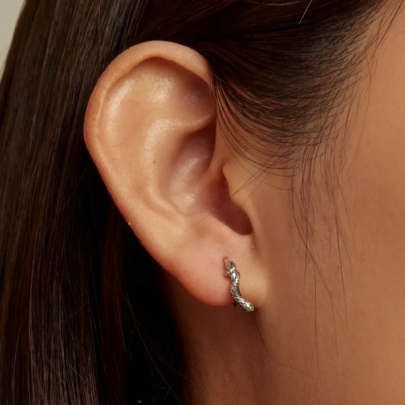(image for) Pandora Style Spirit Snake Hoop Earrings - SCE1357 - View 5
